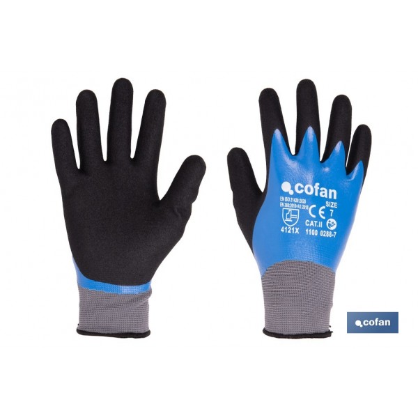 Luvas Impregnadas de Nitrilo com Duplo Revestimento Azul