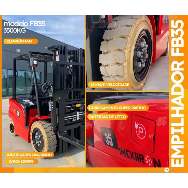 Empilhador elétrico 3.5t 4 rodas - bateria lítio Mod.FB35