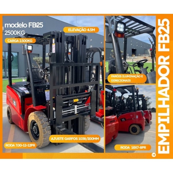 Empilhador elétrico 2.5t 4 rodas - bateria lítio Mod.FB25