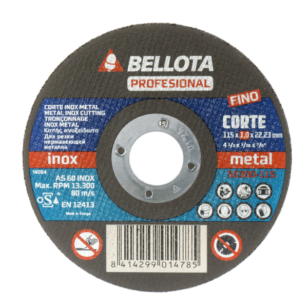 Disco Ø115x1x22,23 corte aço inox/metal