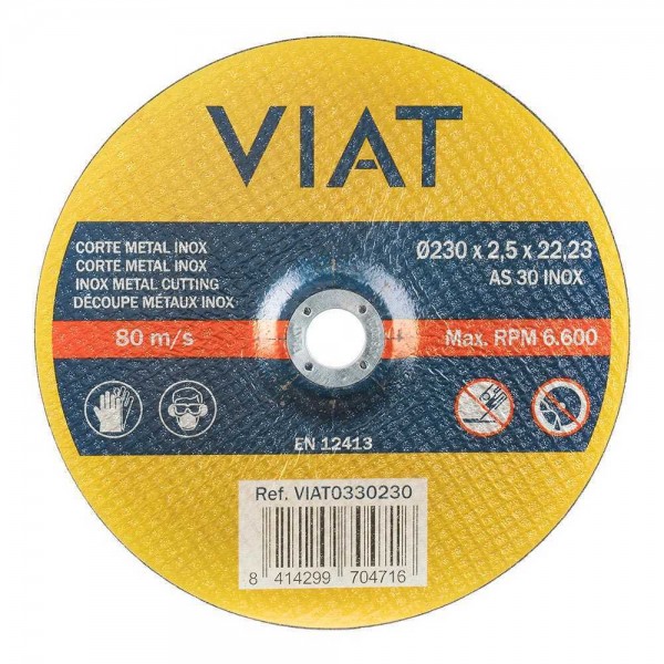Disco Ø230x2,5x22,23 corte aço inox/metal - VIAT
